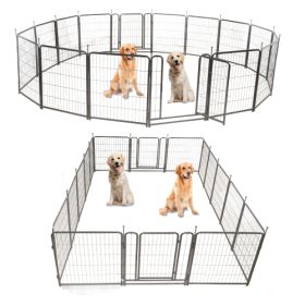 16 Panels Convertible Dog Playpen For Outdoor, yard, camping, 31.6 Height Dog Fence With 2 Doors.