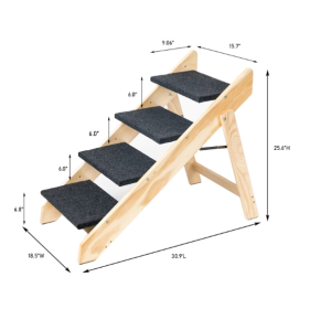 Convertible design 2 in 1 Wooden Fold-able 4-level Pet Stairs And Ramp