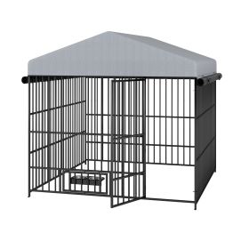 Large Kennel Outdoor Pet Pen, Dog Run Animal enclosure Metal Fence With Roof