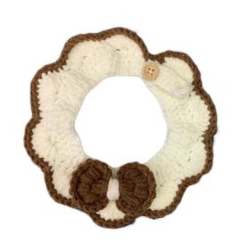 White Dog Handmade Knitted Collar Brown Knotbow Pet Necklace Crocheting Scarf Necktie Bib