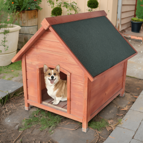 Outdoor Wooden Dog House w/  Strong Durable & Weather Resistant