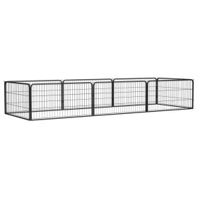 8-Panel Dog Playpen Black 39.4"x19.7" Powder-coated Steel