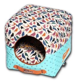 Touchdog Chirpin-Avery Convertible and Reversible Squared 2-in-1 Collapsible Dog House Bed