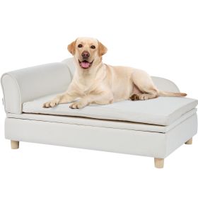 VEVOR Pet Sofa, Dog Couch for Large-Sized Dogs, Soft Velvety Dog Sofa Bed, 110 lbs Loading Cat Sofa, White