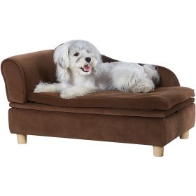 VEVOR Pet Sofa, Dog Couch for Medium-Sized Dogs, Soft Velvety Dog Sofa Bed, 81 lbs Loading Sofa, Dark Brown