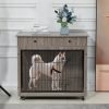 Dog Crate Furniture, Wooden Dog Crate End Table, 38.4 Inch Dog Kennel with 2 Drawers Storage, Heavy Duty Dog Crate, Decorative Pet Crate Dog Cage for