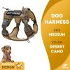 Tactical Dog Harness with Handle Medium for Pets; Desert Color Camo Dog Harness for Training and Working; Military Dog Tactical Vest; Adjustable