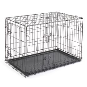 Foldable 36" Iron Dog Kennel With Divider and Plastic Tray Black