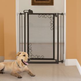 Tall One Touch Metal Mesh Pet Gate in Antique Bronze