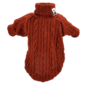 Pet Turtleneck Cable Knit Sweater Route 66 Winter Dog Keep Warm (XS-L) Multiple color choices (Option: Orange-M)