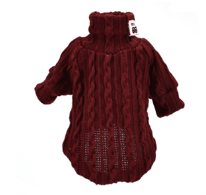 Pet Turtleneck Cable Knit Sweater Route 66 Winter Dog Keep Warm (XS-L) Multiple color choices (Option: Wine Red-M)