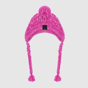 Fur Ball Warm And Windproof Fluffy Ball Knitting Method Dog Hat in Pink or Grey (S, M, L) (Option: Pink-M)