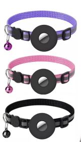 Reflective, Adjustable Nylon Collar with Waterproof Holder Case For AirTags  fits Small dogs or cats (AirTags sold separately) (Color: Pink)