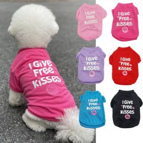 I Give Free Kisses Pet Cotton Clothes for Dogs  English Print Pet Dog Clothes Tank Top T-shirt in Summer (Color: Pink, size: M)