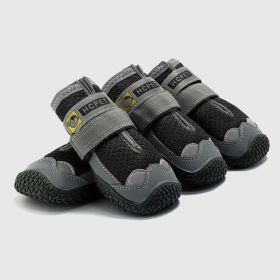 Pet Non-Skid Booties, Waterproof Socks Breathable Non-Slip with 3m Reflective Adjustable Strap Small to Large Size (4PCS/Set) Paw Protector (Color: Black, size: S)