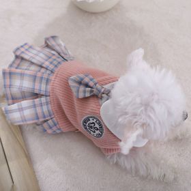 Sweet Bowknot Dog Sweater Dress; Winter Warm Pet Clothes; Costume For Small Medium Large Dogs (Color: Pink, size: S)