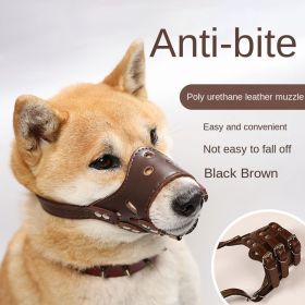 Dog mouth mask; anti-barking; anti-bite; dog mouth cover; puppy medium and large dog muzzle (colour: Brown mouthpiece, size: M)