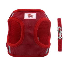 Reflective Dog Harnesses and Leash Set (colour: red, Specification (L * W): M)