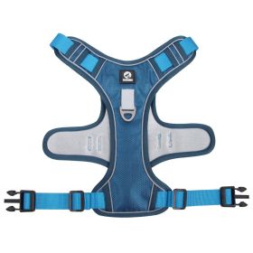 Reflective Dog Harnesses; Cross Border New Pet Towing Rope Vest;  Explosion Proof (colour: Lake blue, Specification (L * W): M)