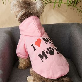 Dog Hoodie  I Love My Mom  Pink (Color: Pink, size: M)