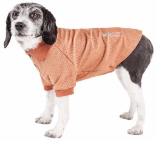 Pet Life Active 'Fur-Flexed' Relax-Stretch Wick-Proof Performance Dog Polo T-Shirt (Color: Brown, size: X-Small)