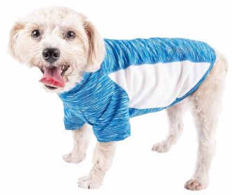 Pet Life Active 'Warf Speed' Heathered Ultra-Stretch Sporty Performance Dog T-Shirt (Color: Blue, size: X-Small)