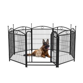 Dog Playpen Indoor 32 inch 8 Panels Metal Dog Pen Pet Dog Fence Outdoor Exercise Pen with Doors (Color: as Pic)