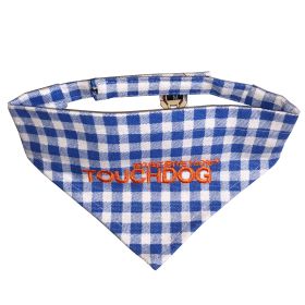 Touchdog 'Bad-to-the-Bone' Plaid Patterned Fashionable Velcro Bandanna (Color: Blue, size: medium)