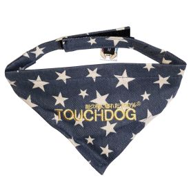 Touchdog 'Bad-to-the-Bone' Star Patterned Fashionable Velcro Bandanna (Color: Blue, size: medium)