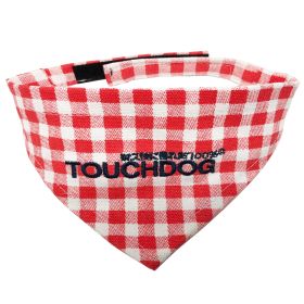 Touchdog 'Bad-to-the-Bone' Plaid Patterned Fashionable Velcro Bandanna (Color: Red, size: medium)