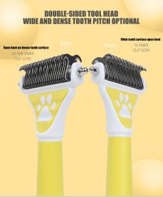 Dog Brush Pet Hair Remover Double Sided Open Knot Comb Dog Dematting Tool Deshedding Dog Brush - Double-Sided Pet Hair Remover For Cats & Dogs - Under (Color: Yellow)