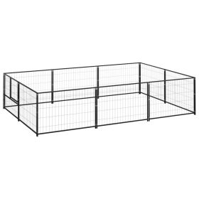 Dog Kennel Black 64.6 ft² Steel (Color: Black)