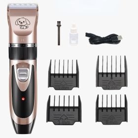 Dog Grooming Kit Clippers; Low Noise; pet grooming; Rechargeable; Pet Hair Thick Coats Clippers Trimmers Set (Color: Rose Gold)