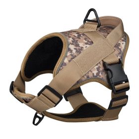 Dog Harness; large dog training tactical chest strap; K9 pet chest strap; vest type reflective dog rope; explosion-proof impulse traction (Specification (L * W): S, Colors: Yellow camouflage)