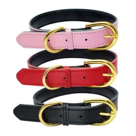 Genuine Leather Dog Collar; Wide Dog Collar; Soft Padded Breathable Adjustable Tactical Waterproof Pet Collar (Specification (L * W): XS 30*1.5cm, Colors: red)