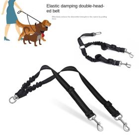 Dog Double Leashes - No Tangle Dog Leash Coupler; Comfortable Shock Absorbing Reflective Bungee Lead for Nighttime Safety (Colors: black)