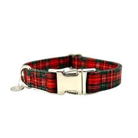 Adjustable Collar - Quick Release Metal Alloy - Red Plaid (S, M, L) (Color: Red Plaid, size: medium)