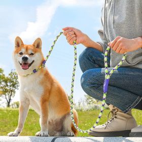 Dog Rope Pet Pulling Rope Puppy Strap Traction Rope Heavy Duty Belt Large Dog Leash Dog Collar Strap Dog Training Pet Harness Hands-Free Leash (Color: Yellow Blue, size: 1.5x0.6)