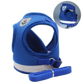 Dog Harnesses and dog leash set; Pet Chest Strap Vest Dog Towing Rope Reflective Breathable Dog Rope Pet Supplies (Specification (L * W): XS, Colors: Blue)