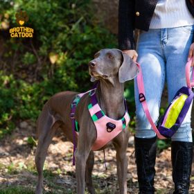 Pet chest sling (S-XL) Pink, Red or Purple Explosion-proof punch dog sling Dog harness pet supplies (select: AN6-pink-S)