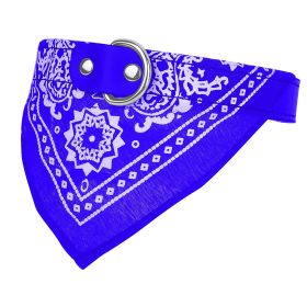 Adjustable Bandana Leather Pet Collar Triangle Scarf in Blue, Pink, Green, Red, & Black (Limited sizes) (Color: Blue, size: M)