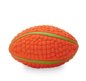 Latex Rubber Dog Toys,  Squeaky Football, Branch, or Ball for Chewing, Fetch, and Play (Color: Orange)