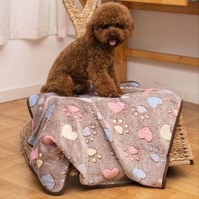 Prt Soft Brown Heart Claw Print Pet Blanket For Dog And Cat S 23in*16in M 30in*20in L 41in*30in (Color: Brown - Polyester, size: S)