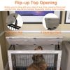 23.6"L X 20"W X 26"H Dog Crate Furniture with Cushion, Wooden Dog Crate Table, Double-Doors Dog Furniture, Dog Kennel Indoor for Small Dog, Dog House,