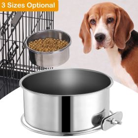 Stainless Steel Dog Kennel Bowl,  Pets Hanging Bowl Detachable, Pet Crate Food Water Bowl with Clamp Holder (size: M)