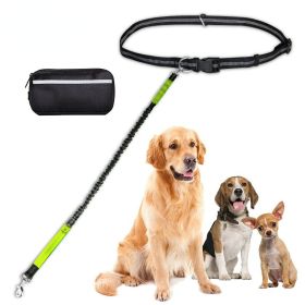 Hands Free Dog Leash with Zipper Pouch; Dual Padded Handles and Durable Bungee for Walking; Jogging and Running Your Dog (Specification (L * W): 2.5*122CM, Colors: Green suit)