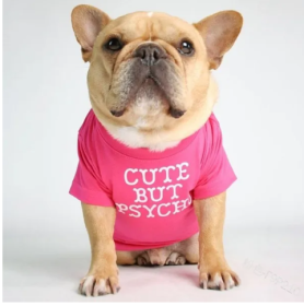 Dog clothing round collar T-shirt (Color: Pink, size: S)