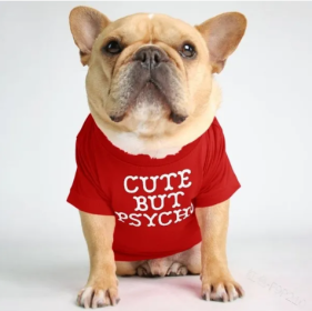 Dog clothing round collar T-shirt (Color: Red, size: S)