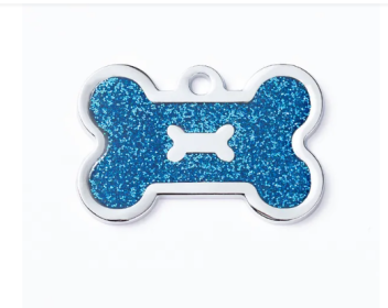 Bone shaped Metal ID Tag Charms (Color: Shiny blue, size: 1 peice)