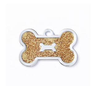 Bone shaped Metal ID Tag Charms (Color: Shiny gold, size: 1 peice)